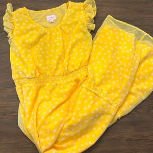Isabel Maternity by Ingrid & Isabel Yellow & white polka dot maxi dress. Size L
